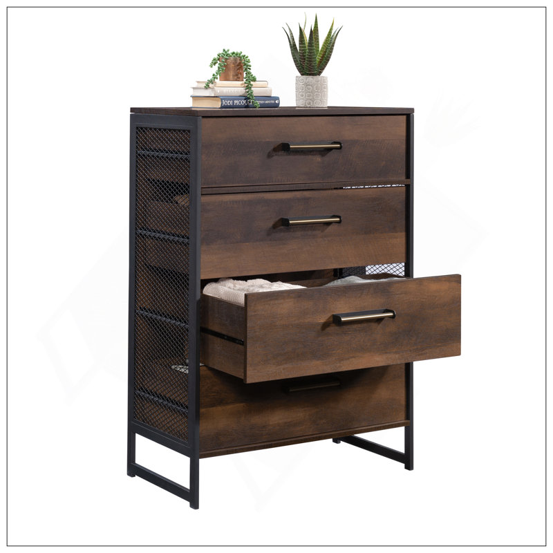 Commode 4 tiroirs, finition brune