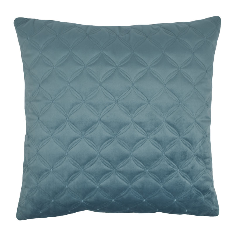  Embroidered Diamond Velvet Throw Pillow, Atlantic Blue