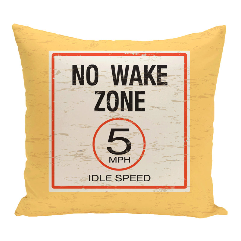 Surf, Sand, & Sea No Wake Word Square Pillow Cover & Insert, 16" H x 16" W, Yellow
