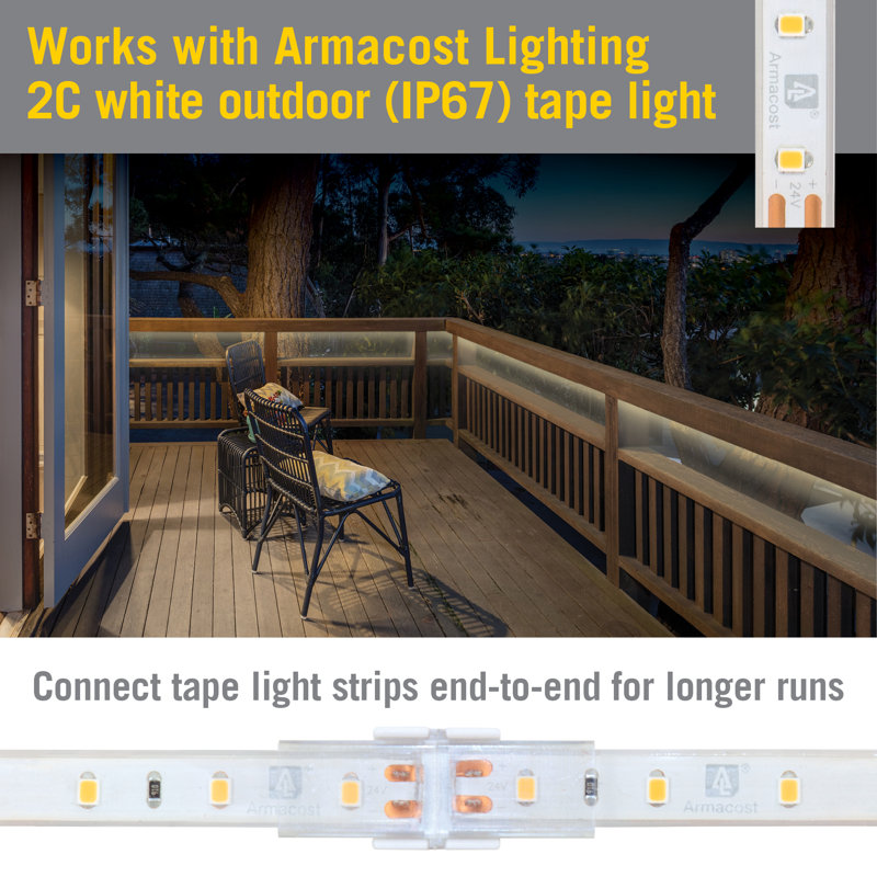 Clear IP67 Outdoor LED Tape Light Connectors, 4 Pack