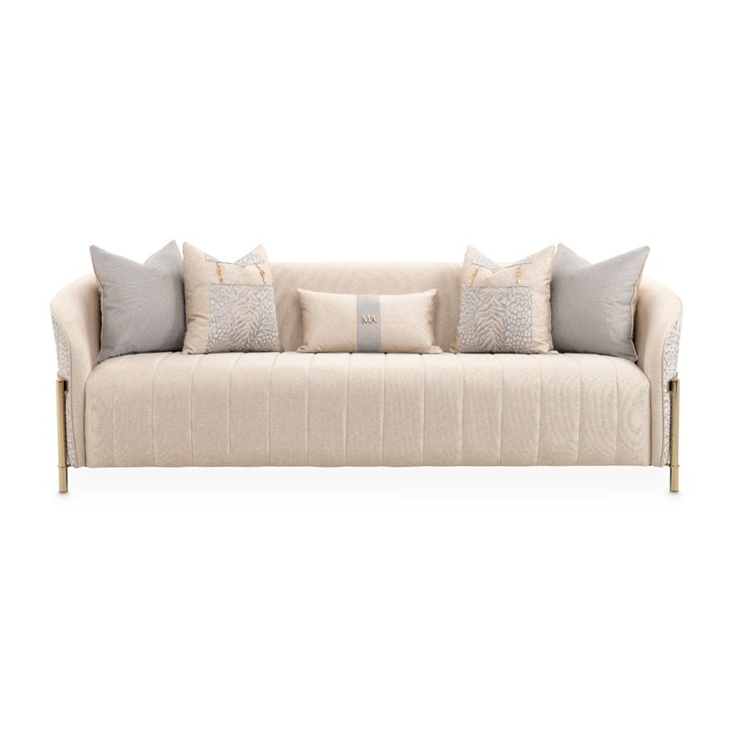 Lisbon 98'' Chenille Round Arm Sofa, Opal Chenille