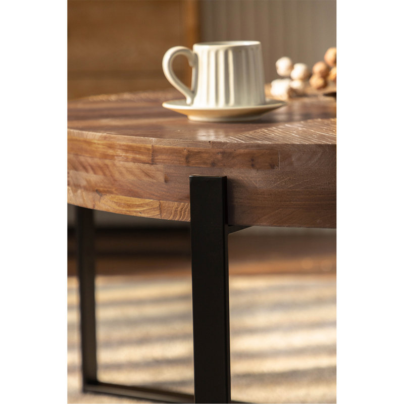 Table basse Solid, Noir, H 13,38 po x L 31,29 po x l 31,29 po, Naturel