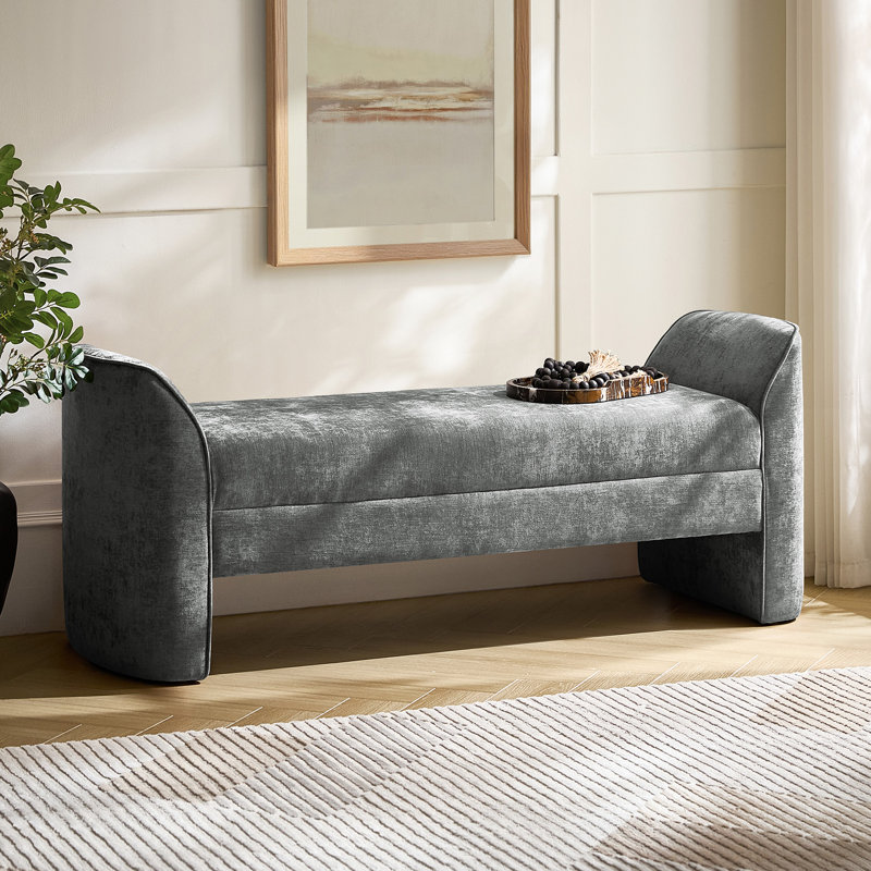 Banc rembourré en tissu 57 po Elizabeth, Gris