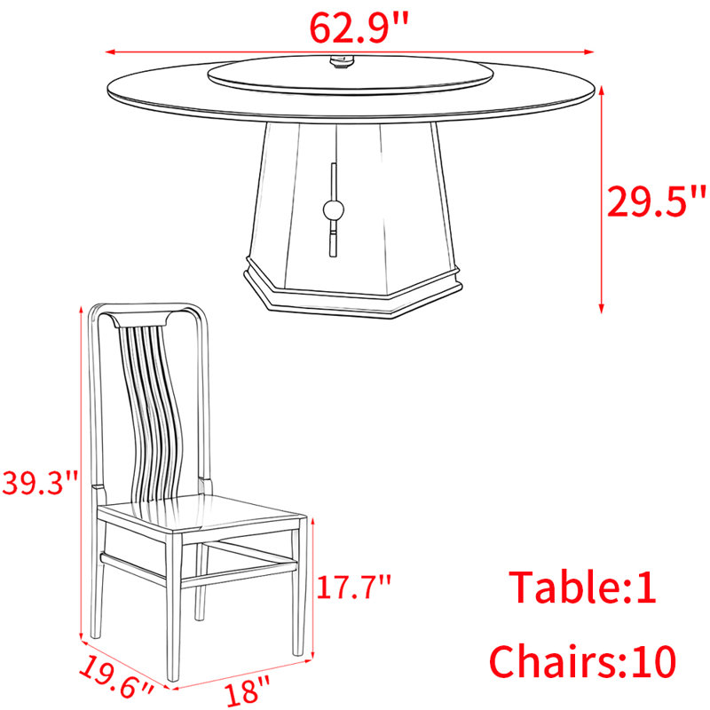 New Chinese style solid wood dining table set