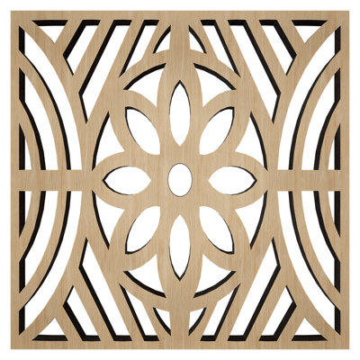 Hesperia Decorative Fretwork Wood Wall Panels, Small, 11 3/8"W x 11 3/8"H x 3/8"T, White Oak