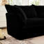 Lit pour 2 personnes, recouvert de velours côtelé, confort luxueux pour le salon, 2 places avec repose-pieds, noir élégant