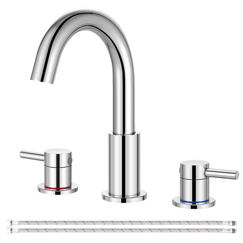 Widespread Bathroom Faucet 3 Hole, 2-handle 8 nch Bathroom Sink Faucet, Chrome