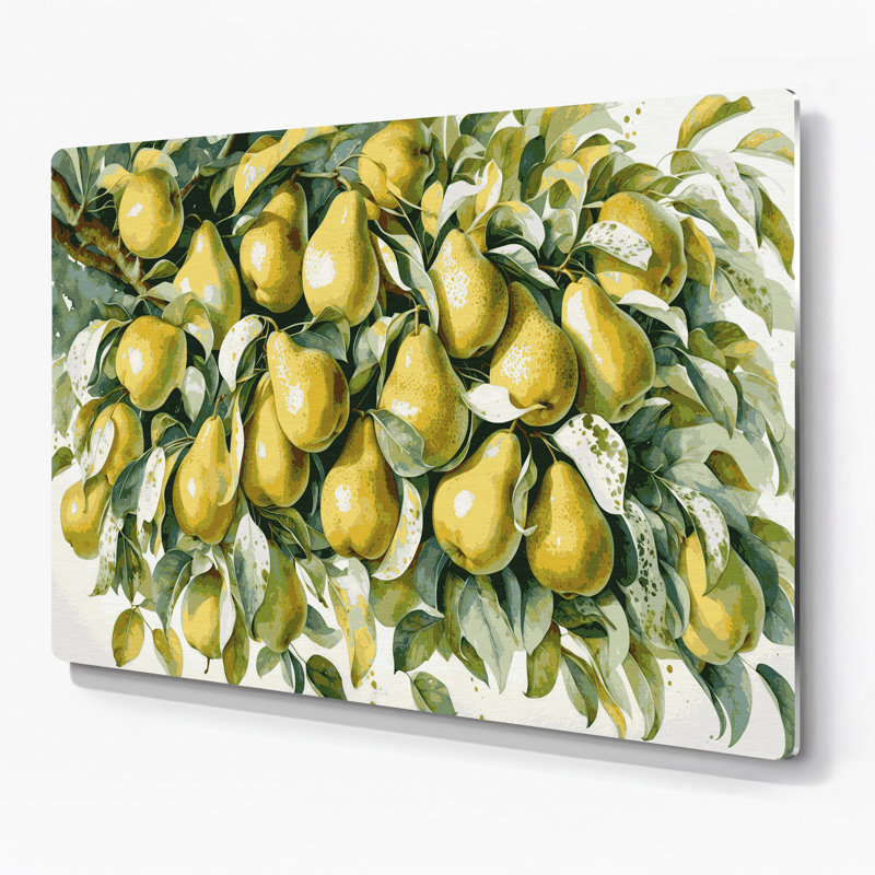 Art mural en métal beige poire aux fruits, H 20 po x l 30 po