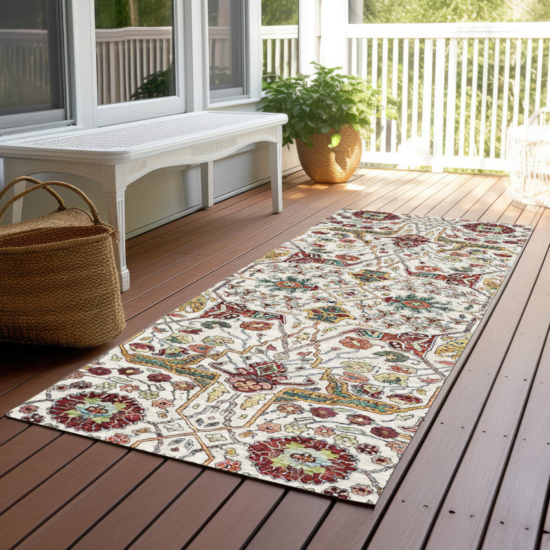 Leon Ivory Washable Indoor-Outdoor Rug - , 2'3" x 7'6"