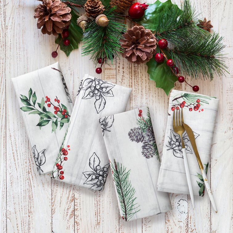 Pine Cone Christmas Cloth Napkins - Set of 4 napkins