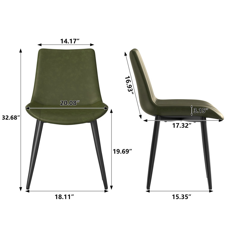 Ensemble de 4 chaises de salle à manger, 4, Vert olive foncé