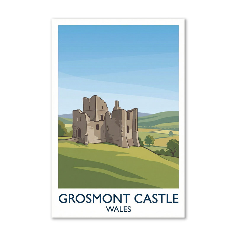 Grosmont Castle, Wales - Romantic Travel Poster Of Medieval Monmouthshire Ruins. Giclee Print On Wrapped Canvas. Wall Art, Home Decor - Castles & Palaces, Wales - Wrapped Canvas Print