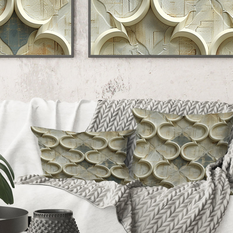 Coussin ivoire ivoire Quatrefoil Wonders I - Mid-Century