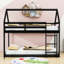 Lit simple superposé en bois simple avec échelle, garde-corps et toit-1670548000