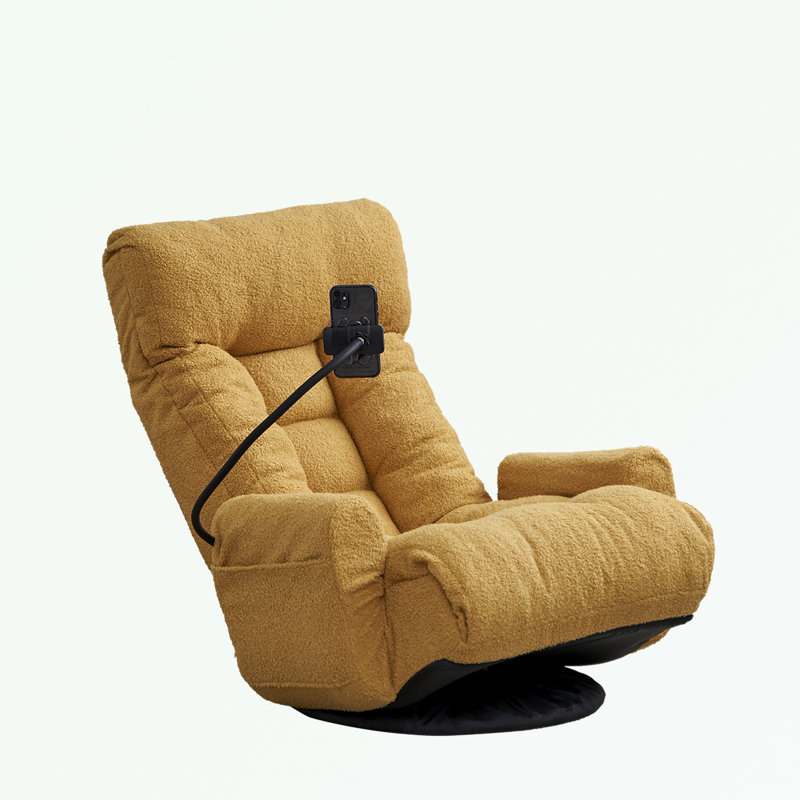 Rotatable lounge chair with Adjustable head, Yellow Fabric