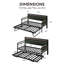 Lit de jour convertible peu encombrant, comprend un lit gigogne escamotable et une tête de lit avec rangement et prises USB-2072253790-2078478405