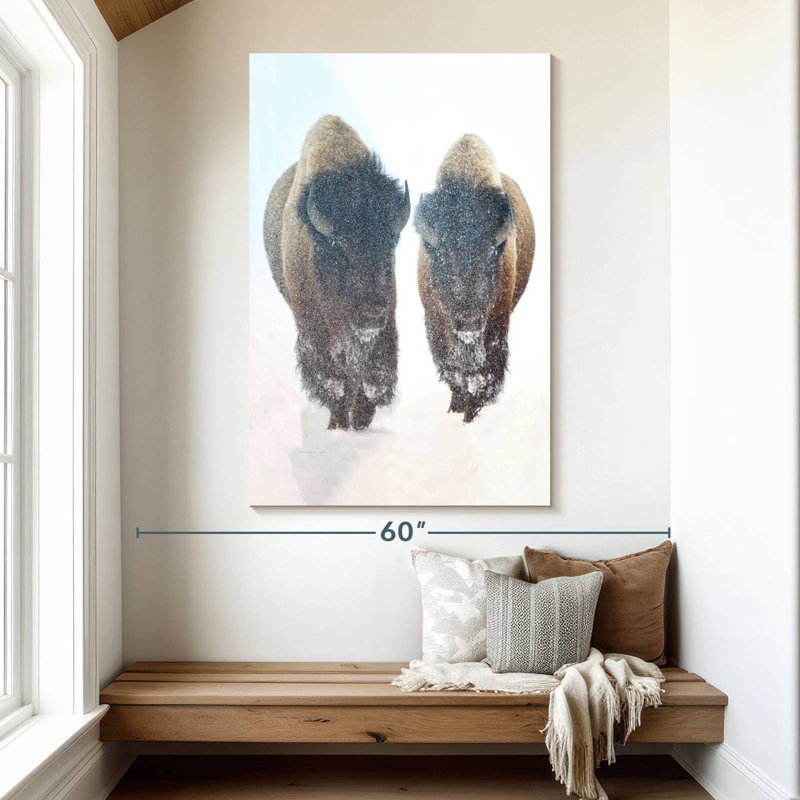 Brampt Bison In A Snow Storm, 51" H x 34" W