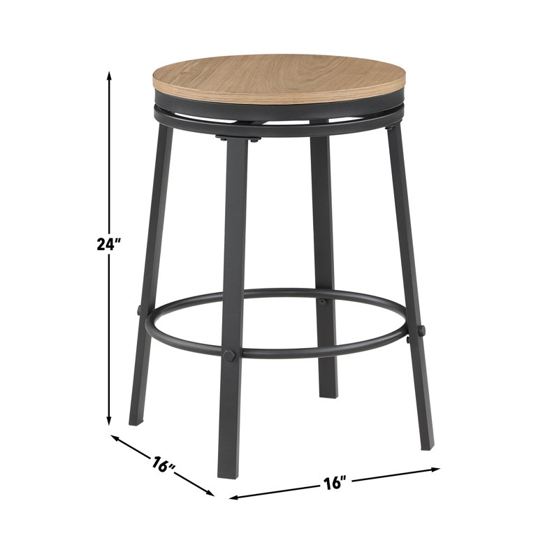 Tabouret de comptoir pivotant 24 po Bruce, Siège en bois de frêne / structure noire