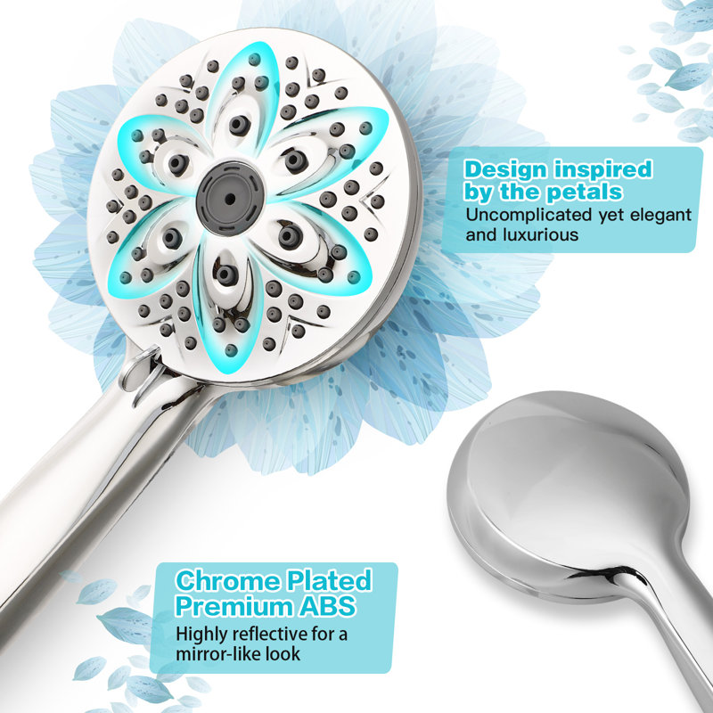 Chrome Handheld Shower Head with 6 Settings and Filter