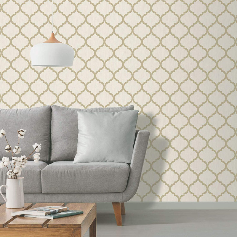 Huber 10.05m x 53cm Textured Glitter Wallpaper Roll, Ivory