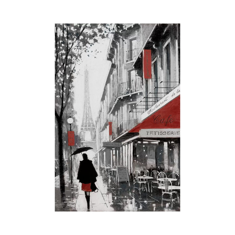 Rainy Paris I par E.A. Orme - peinture sur toile tendue, H 60 po x l 40po x P 1,5 po