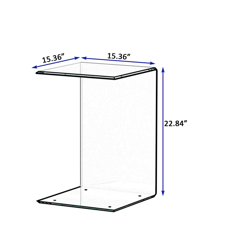 Idalynn Glass Top End Table, 22.84" H x 15.36" L x 15.36" W