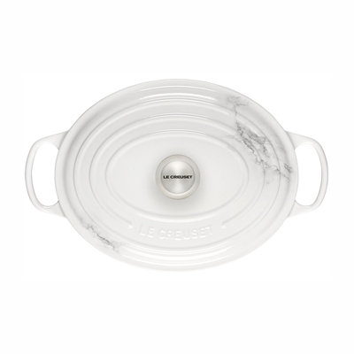 Le Creuset Signature Enameled Cast Iron Marble Collection 6.75 Qt. Oval Dutch Oven with LId
