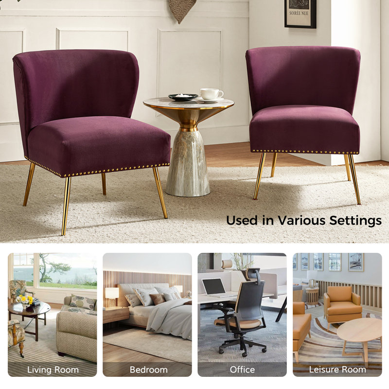 Clive Velvet Side Chair, Purple Velvet