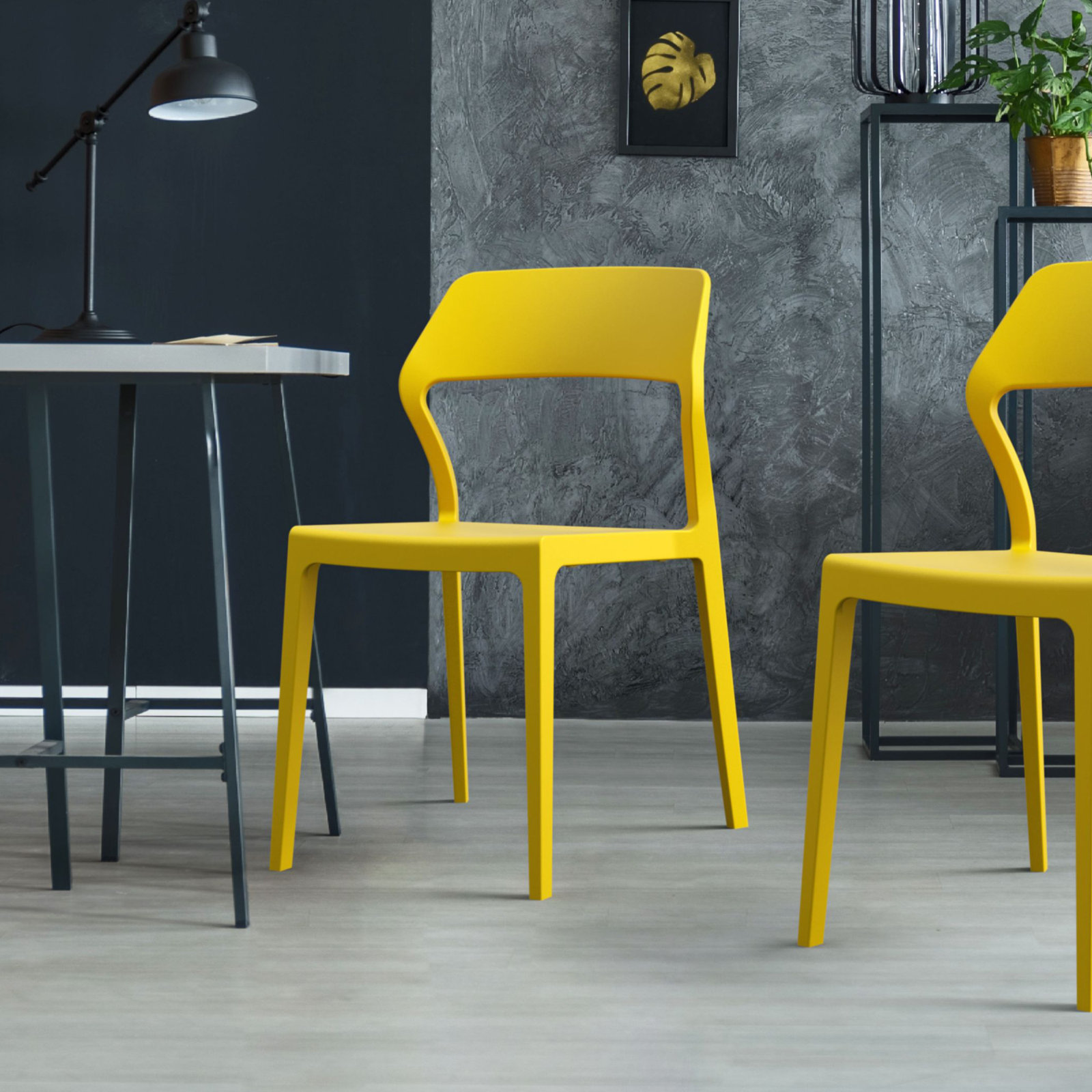 Farrah Stackable Patio Side Chair, Yellow