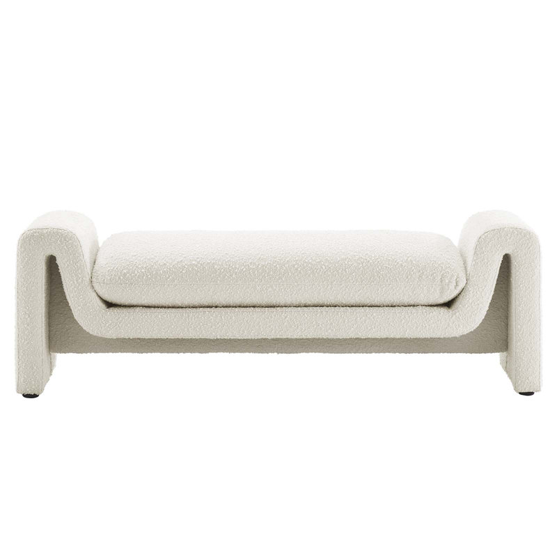Modway Waverly Boucle Fabric Bench, Ivory
