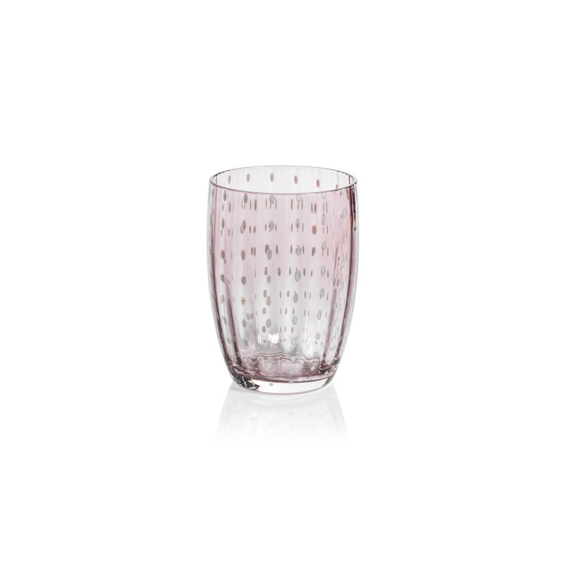 Oakes Purple Ribbed and Dotted Tumbler Glasses, Set of 4