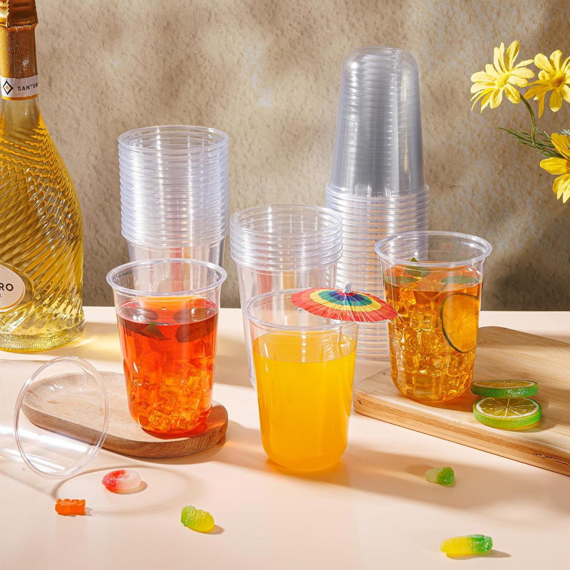 100 Pcs 16oz Clear Plastic Cups