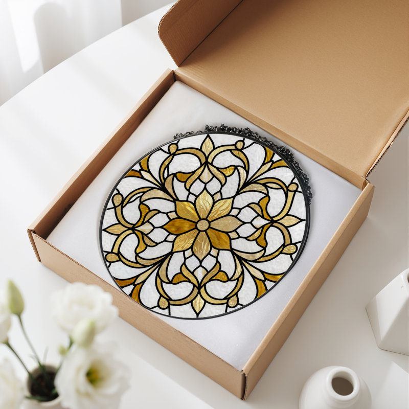 Panneau de vitrail ornement floral 12 "H 12"