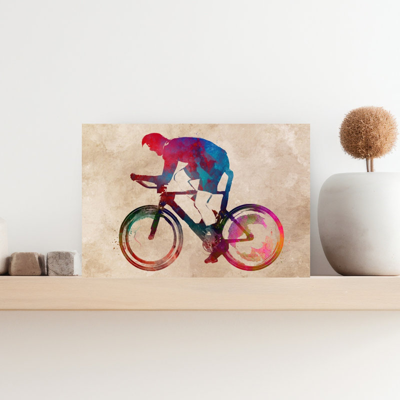 «Vibrant Cycling Racer», art mural contemporain, H 12 po x l 18 po