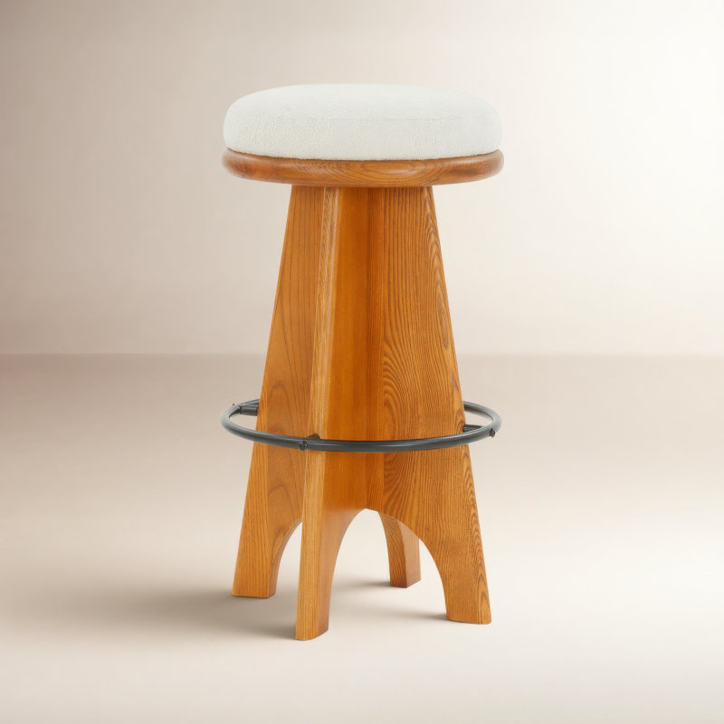 Bellarita Round Stool, Bar Stool (29” Seat Height), Walnut