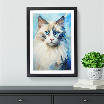 XYZ-FRM-V1223-5366 Ragdoll Cat Cubism No.2 - Single Picture Frame Print on Wood