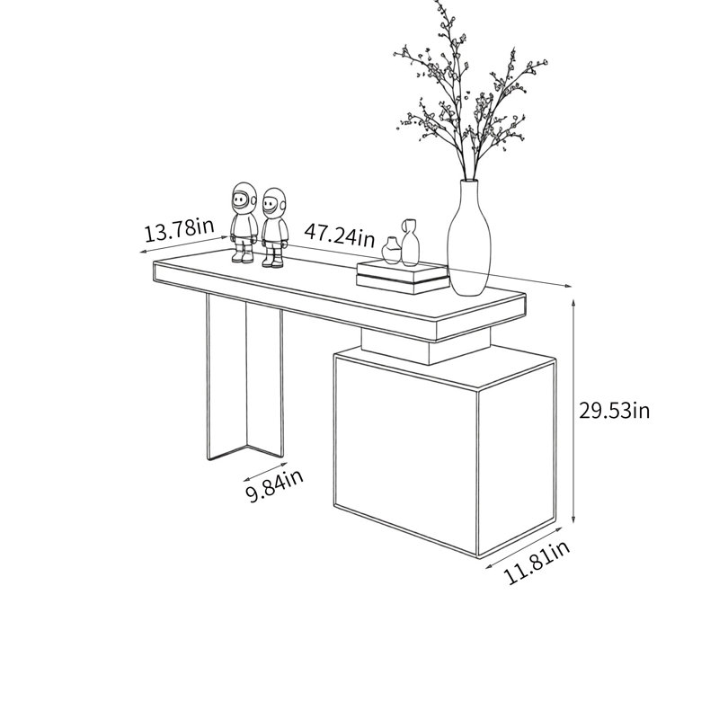 Console rouge à usages multiples en acrylique., H 29,53 po x l 47,24 po x P 13,78 po