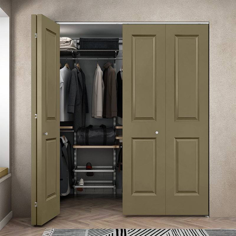 Paneled MDF Composite Double Bifold with Installation Hardware Kit, Olive Green, 72" x 80"