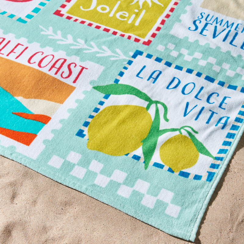 Postcards Cotton Beach Towel Sage