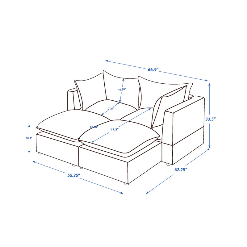 Modulaire Borror 66,9 po, 100 % polyester beige