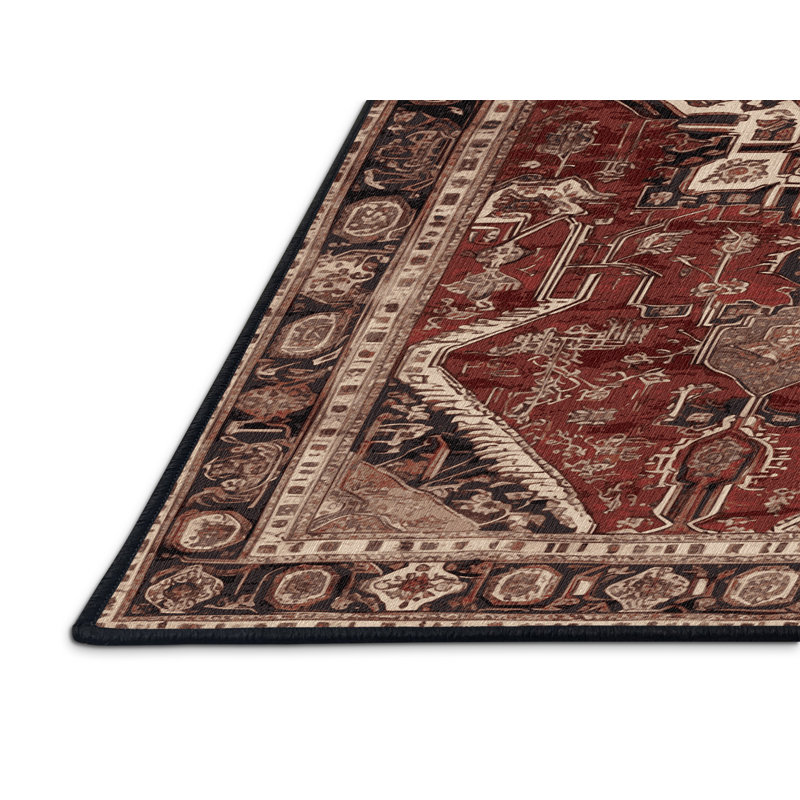 Tapis persan noir lavable à la machine, Rectangle de 5 pi x 8 pi