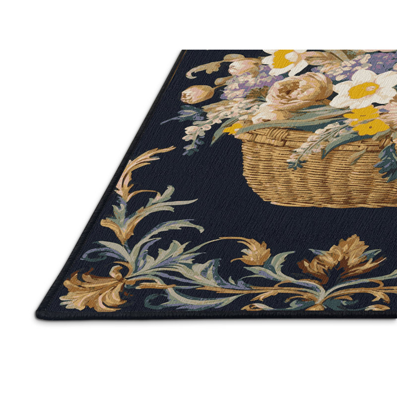 Tapis gris français lavable à la machine, Rond 4 pi