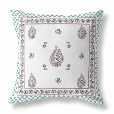 Peacock Teardrop Paisley Indoor/Outdoor 18x18