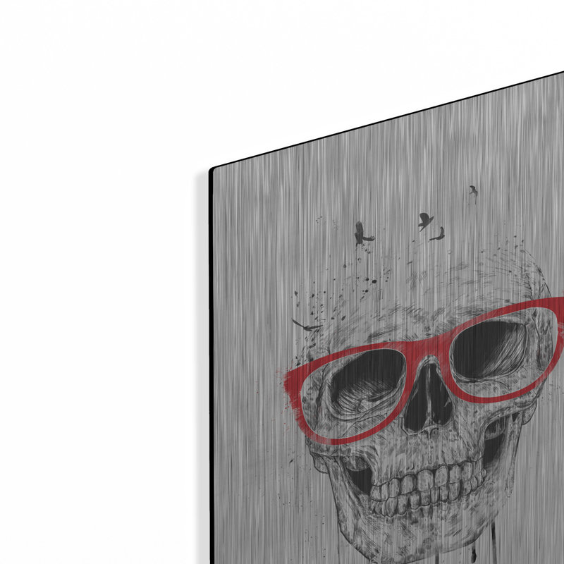Trinx «Skull With Red Glasses» par Balazs Solti, art mural en métal, H 16 po x l 12 po