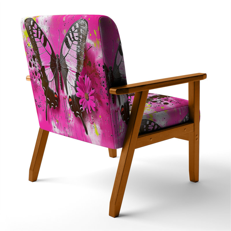 Chaise avec accoudoirs en velours Magiera, Rose, Brun