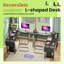 L-Shaped Computer Desk with Desk Monitor Stand and Side Storage Bag-805839044