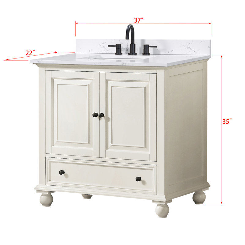 Ensemble de meuble-lavabo simple 37 po Samoset, Blanc français, Blanc cala