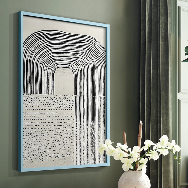 Impression abstraite encadrée CXCVII - prête à être accrochée - fabriquée aux États-Unis, Bleu, H 10 po x l 8 po