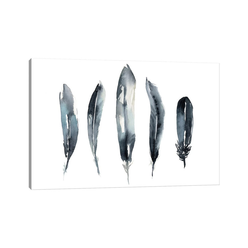 Indigo Feathers II by Jennifer Goldberger - Wrapped Canvas Print, 66.04 cm H x 45.72 cm W