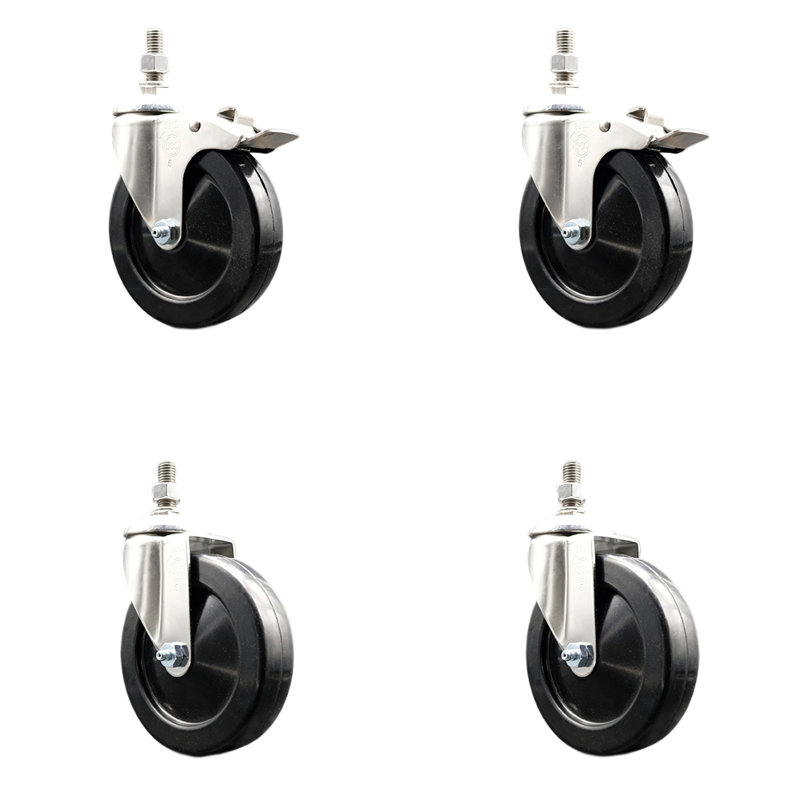 4 Piece Hard Rubber Swivel Caster Set